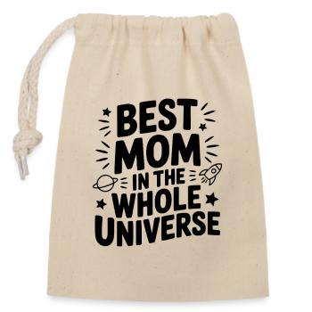 Best Mom in the Whole World - Closable cotton gift bag (14x20cm) - nature - Front