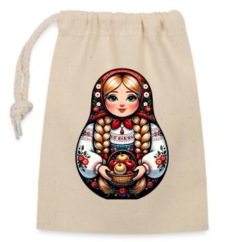  Matroschka auf russisch Matryoshka Doll Russian - Verschließbarer Geschenkbeutel aus Baumwolle (14x20cm) - Natur - Vorne