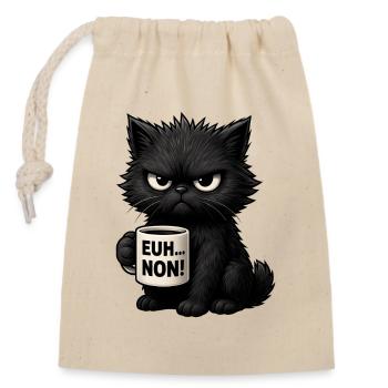 Chat Grognon Drôle Uh Nope Humour Introverti Noir - Verschließbarer Geschenkbeutel aus Baumwolle (14x20cm) - Natur - Vorne