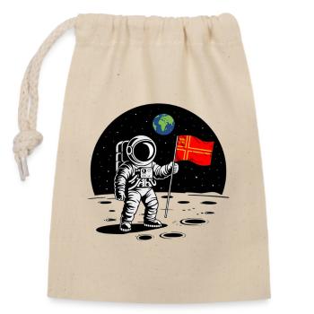 Astronaute Normand Fierté Normandie Humour Spatial - Sac cadeau en coton avec cordon (14 x 20 cm) - nature - Devant