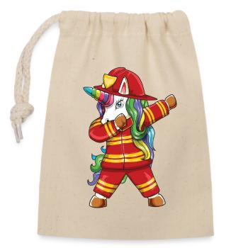 Dabbing Einhorn-Feuerwehrmann Papa Ersthelfer Gi - Verschließbarer Geschenkbeutel aus Baumwolle (14x20cm) - Natur - Vorne