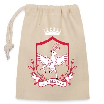 Winged deer – noble heraldic animal forest - Closable cotton gift bag (14x20cm) - nature - Front