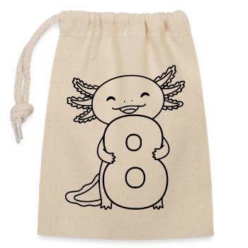 Axolotl avec illustration de dessin animé numéro 8 - Sac cadeau en coton avec cordon (14 x 20 cm) - nature - Devant