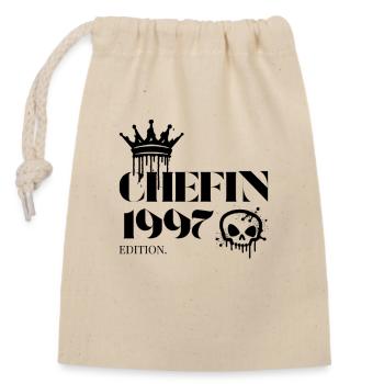 Chefin Edition 1997 Jahrgang Design - Verschließbarer Geschenkbeutel aus Baumwolle (14x20cm) - Natur - Vorne