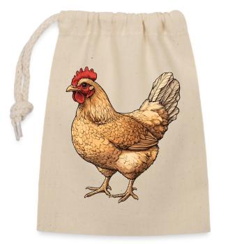 Golden Hen Illustration - Closable cotton gift bag (14x20cm) - nature - Front