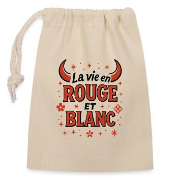 Féria - La Vie en rouge et blanc - Sac cadeau en coton avec cordon (14 x 20 cm) - nature - Devant
