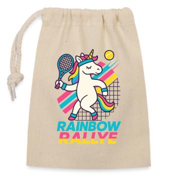 Unicorn Tennis, Rainbow Rally - Closable cotton gift bag (14x20cm) - nature - Front
