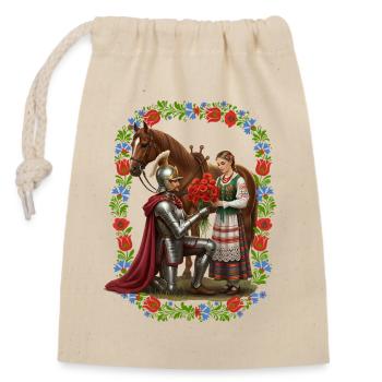 Polnische Ritter- und Volksjungfrau-Romanze - Verschließbarer Geschenkbeutel aus Baumwolle (14x20cm) - Natur - Vorne