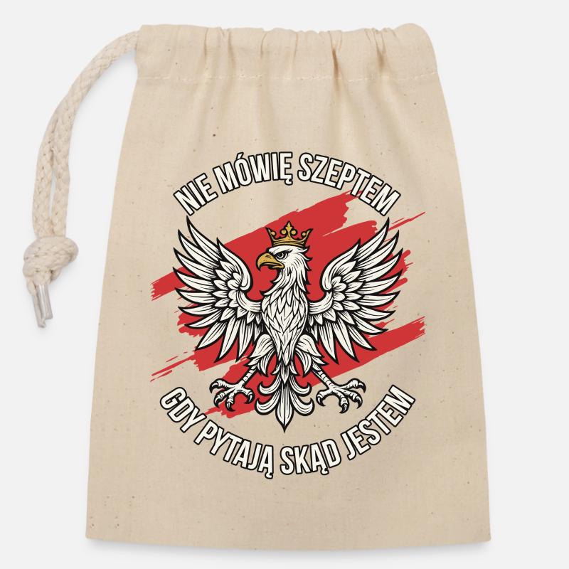 Polish Eagle Pride Statement Design - Closable cotton gift bag (14x20cm) - nature