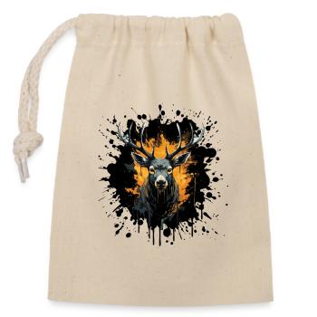Deer Head Deer Animal - Closable cotton gift bag (14x20cm) - nature - Front