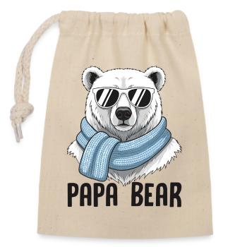 Papa Bear - Verschließbarer Geschenkbeutel aus Baumwolle (14x20cm) - Natur - Vorne