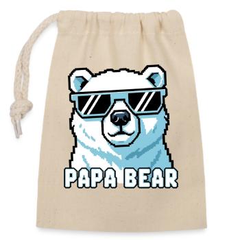 Papa Bear - Verschließbarer Geschenkbeutel aus Baumwolle (14x20cm) - Natur - Vorne