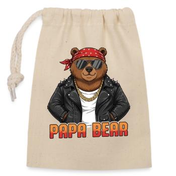 Papa Bear - Verschließbarer Geschenkbeutel aus Baumwolle (14x20cm) - Natur - Vorne