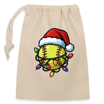Weihnachten Softball Lustiger Softballspieler Weih - Verschließbarer Geschenkbeutel aus Baumwolle (14x20cm) - Natur - Vorne