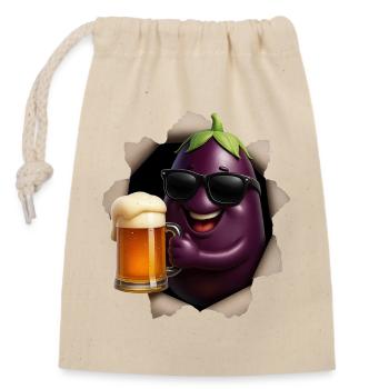 Bière d’aubergine - Sac cadeau en coton avec cordon (14 x 20 cm) - nature - Devant