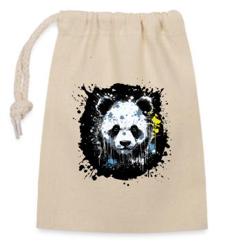 Panda Tinten-Splatter Kunst - Verschließbarer Geschenkbeutel aus Baumwolle (14x20cm) - Natur - Vorne