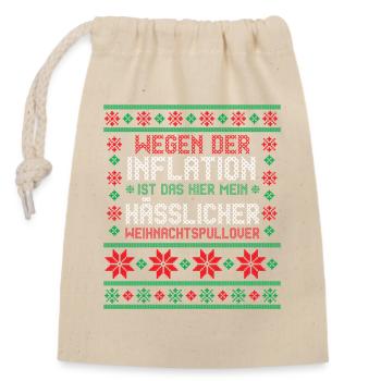 Weihnachtsmann Inflation Weihnachtszeit Weihnachte - Verschließbarer Geschenkbeutel aus Baumwolle (14x20cm) - Natur - Vorne