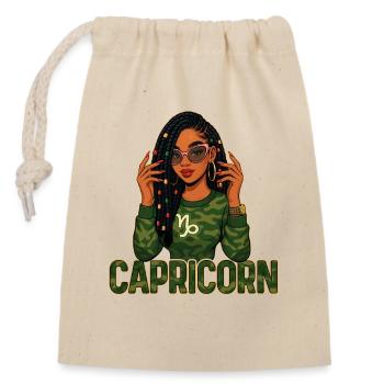 Reine du Capricorne – Pouvoir d’héritage de la fille afro en loc - Sac cadeau en coton avec cordon (14 x 20 cm) - nature - Devant