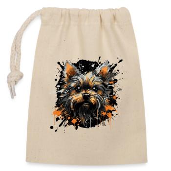 Yorkshire Terrier Splatter - Verschließbarer Geschenkbeutel aus Baumwolle (14x20cm) - Natur - Vorne