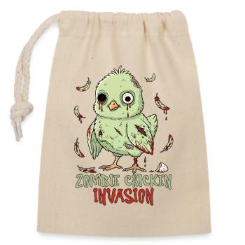 Zombie Chicken Invasion - Closable cotton gift bag (14x20cm) - nature - Front