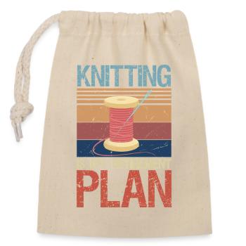 Knitting Is My Retirement Plan Retired Knitting - Verschließbarer Geschenkbeutel aus Baumwolle (14x20cm) - Natur - Vorne