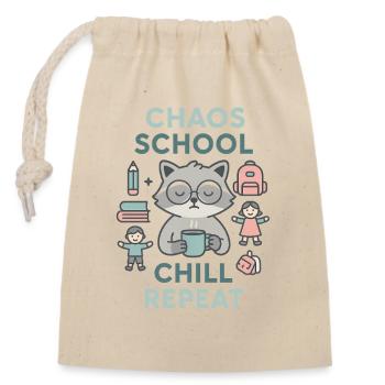 Chaos School Chill Repeat - Sac cadeau en coton avec cordon (14 x 20 cm) - nature - Devant