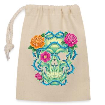 Crâne Floral - skull art - Sac cadeau en coton avec cordon (14 x 20 cm) - nature - Devant