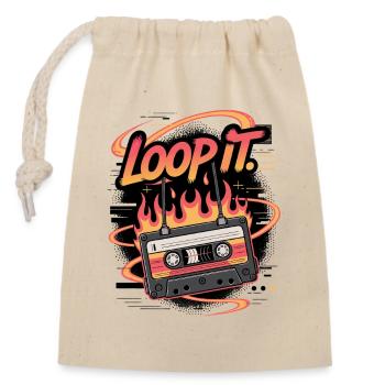 Musique en boucle de cassette rétro - Sac cadeau en coton avec cordon (14 x 20 cm) - nature - Devant