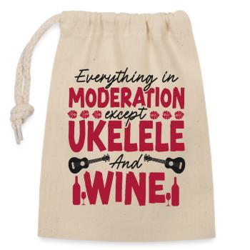 Hawaiian Ukulele Uke Wine - Verschließbarer Geschenkbeutel aus Baumwolle (14x20cm) - Natur - Vorne