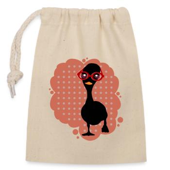 Duck - Closable cotton gift bag (14x20cm) - nature - Front