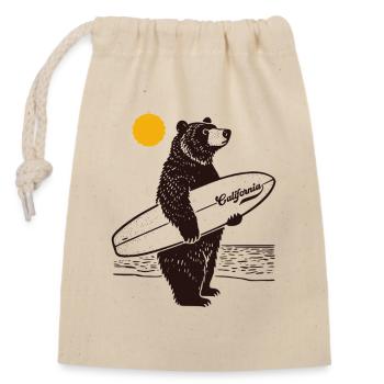 California Surf Bear - Closable cotton gift bag (14x20cm) - nature - Front