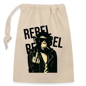 Rebel Simian in Leather - Closable cotton gift bag (14x20cm) - nature - Front