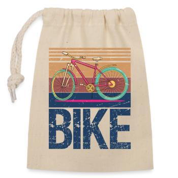 Vélo rétro vintage - Sac cadeau en coton avec cordon (14 x 20 cm) - nature - Devant