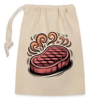 Gegrilltes Steak Illustration - Verschließbarer Geschenkbeutel aus Baumwolle (14x20cm) - Natur - Vorne