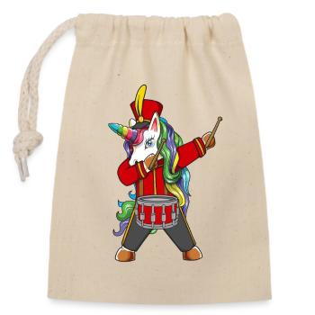 Dabbing Marching Band Unicorn Trommler Musiker - Verschließbarer Geschenkbeutel aus Baumwolle (14x20cm) - Natur - Vorne