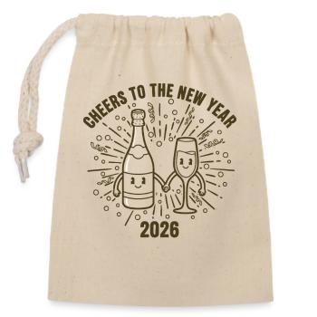 Cheers To The New Year 2026 Celebration Design - Closable cotton gift bag (14x20cm) - nature - Front