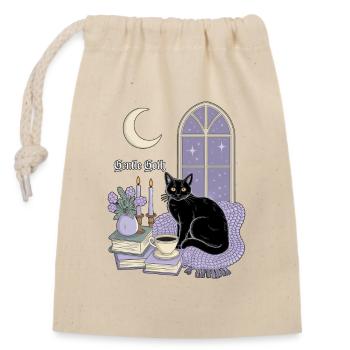 Gentle Goth Cozy Goth Cat - Closable cotton gift bag (14x20cm) - nature - Front