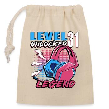 Level 31 Neon Headset Unlocked - Verschließbarer Geschenkbeutel aus Baumwolle (14x20cm) - Natur - Vorne