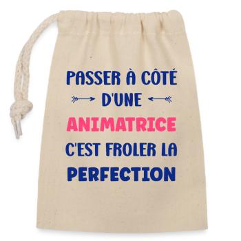 animatrice - Sac cadeau en coton avec cordon (14 x 20 cm) - nature - Devant
