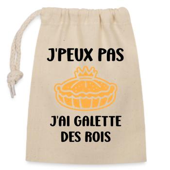 Humour galette des rois - Sac cadeau en coton avec cordon (14 x 20 cm) - nature - Devant