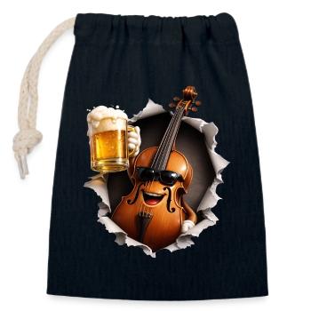 Cello Beer - Closable cotton gift bag (14x20cm) - navy - Front