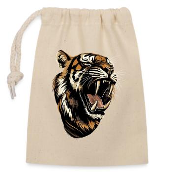 Säbelzahntiger Smilodon Raubkatze Säbelzahn Tiger - Verschließbarer Geschenkbeutel aus Baumwolle (14x20cm) - Natur - Vorne