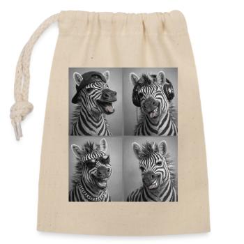 Zebra - Verschließbarer Geschenkbeutel aus Baumwolle (14x20cm) - Natur - Vorne