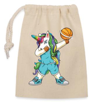 Funny Dabbing Basketball Unicorn Baller Sport Gift - Closable cotton gift bag (14x20cm) - nature - Front