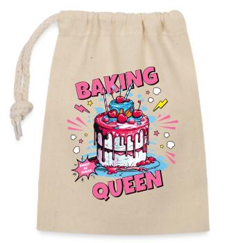 Backing Baking Queen Baking Fairy Baker Cake - Sac cadeau en coton avec cordon (14 x 20 cm) - nature - Devant