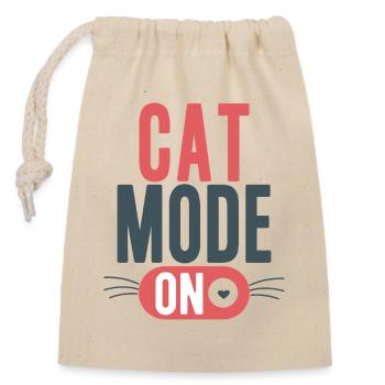 Cat Mode On Whisker Switch Typography - Closable cotton gift bag (14x20cm) - nature - Front