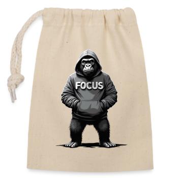 Gorilla Focus Kraft Motivation Training - Verschließbarer Geschenkbeutel aus Baumwolle (14x20cm) - Natur - Vorne