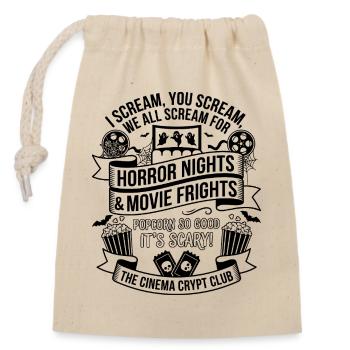 Horror Kino Popcorn Movie Night Design - Verschließbarer Geschenkbeutel aus Baumwolle (14x20cm) - Natur - Vorne
