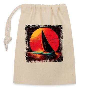 90er Segelschiff - Verschließbarer Geschenkbeutel aus Baumwolle (14x20cm) - Natur - Vorne