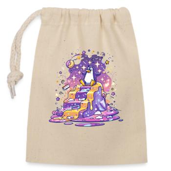 Penguin on star steps - Closable cotton gift bag (14x20cm) - nature - Front